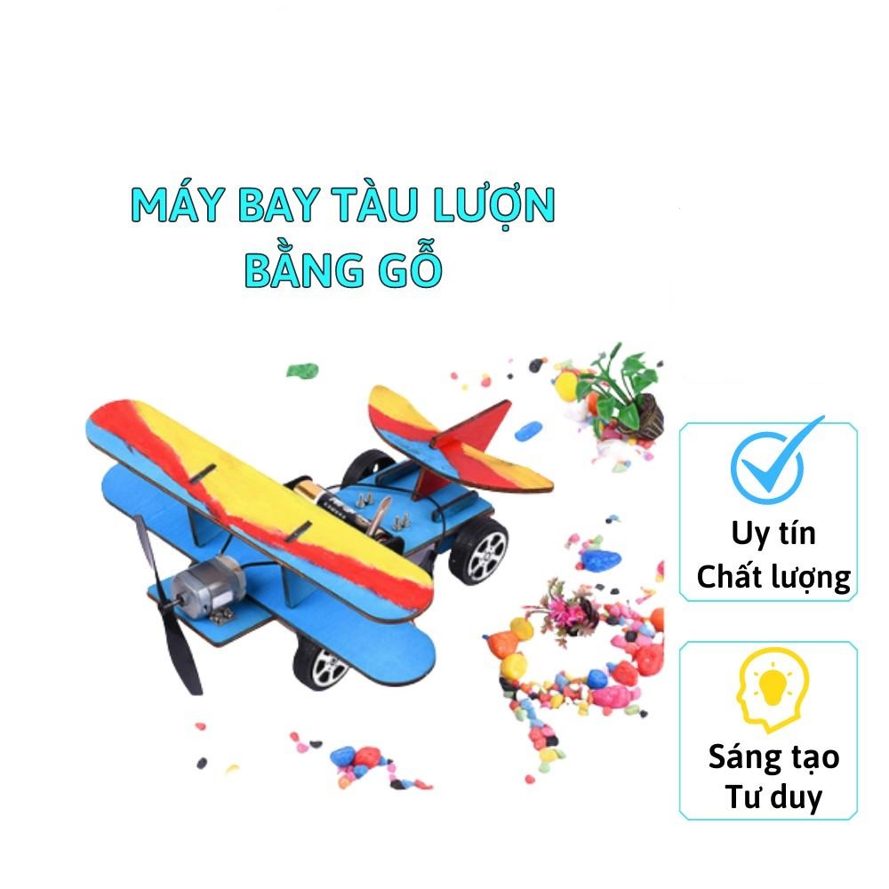 Đồ chơi khoa học tự làm máy bay tàu lượn bằng gỗ cho bé