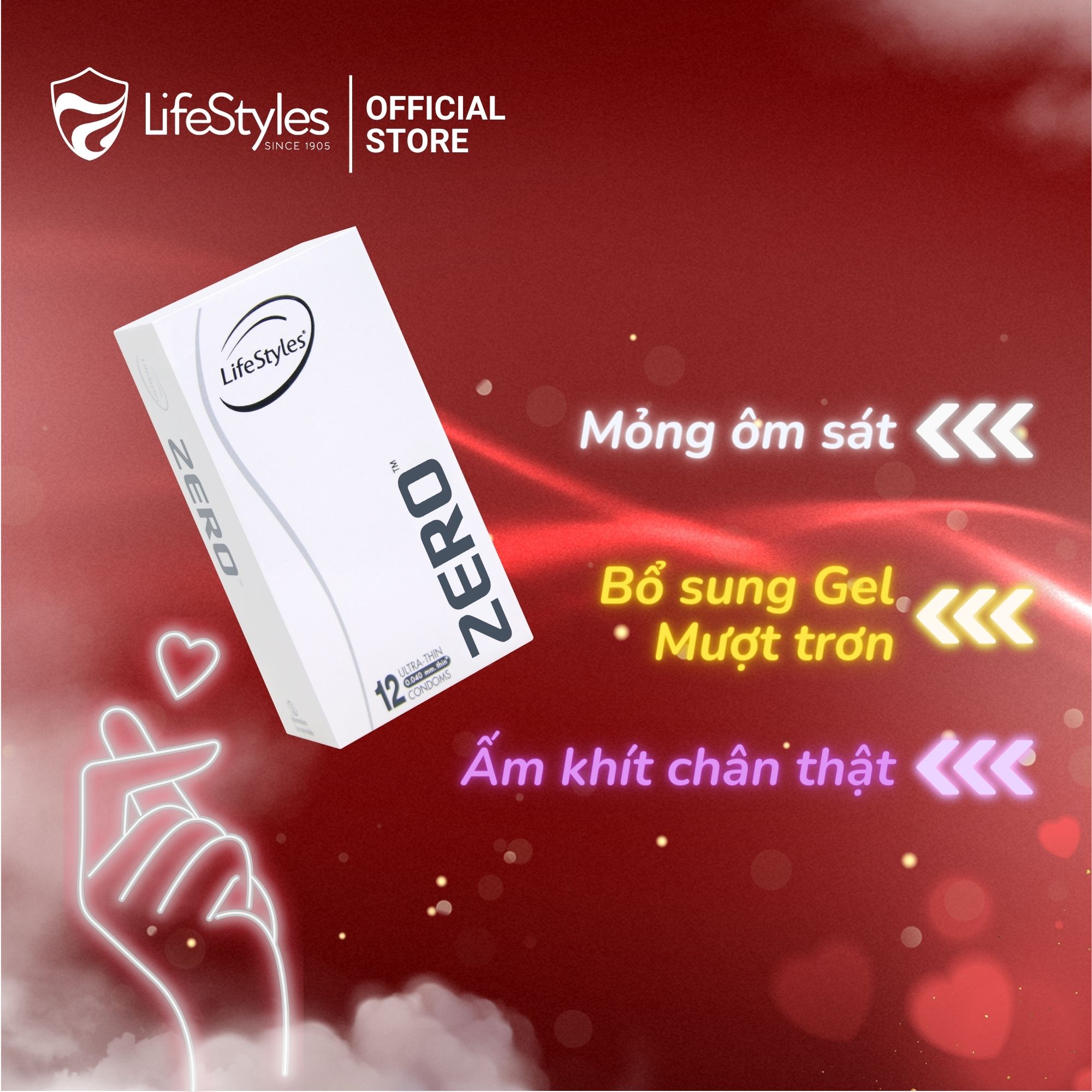 Combo 3 Bao cao su LifeStyles Zero cao cấp siêu mỏng nhiều gel bôi trơn hộp 12 bao