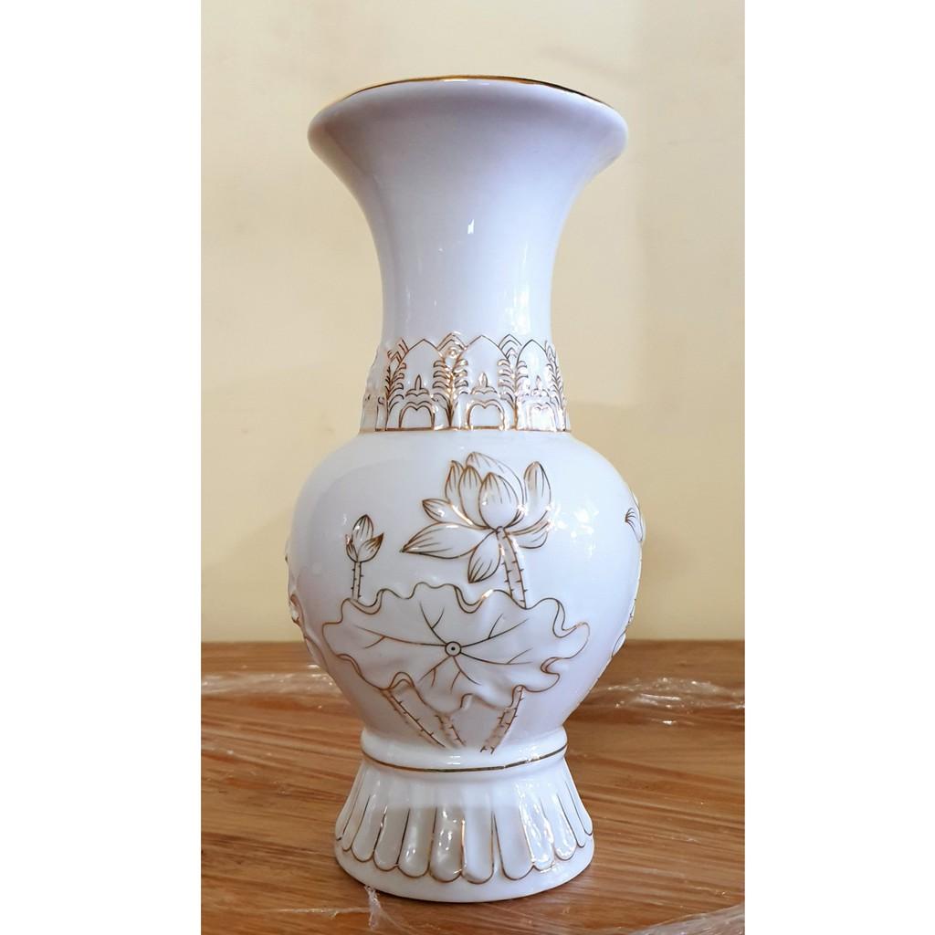 Bình bông bạch ngọc cao cấp cao 17 cm