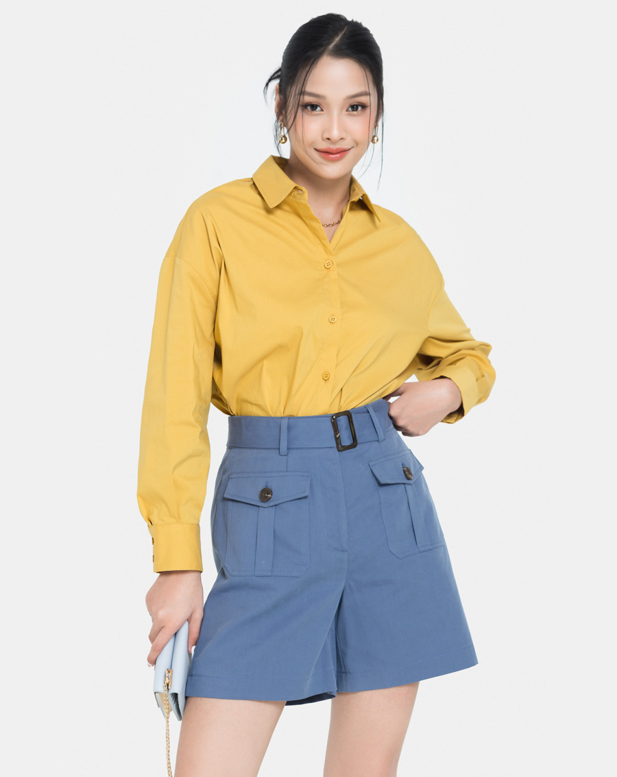 Áo Sơ Mi Nữ Thời Trang JUNO Oversize Thân Sau Cutout JNASM005