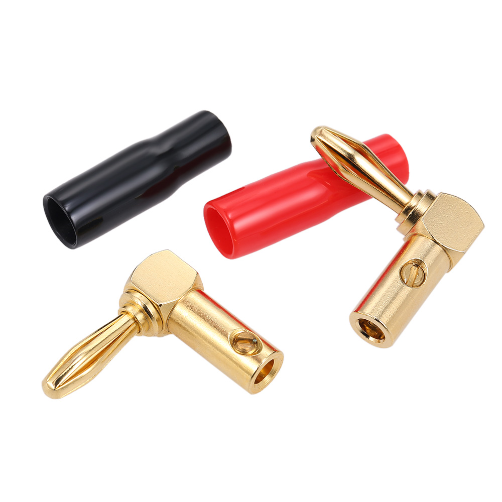 Đầu Nối Với Phích Cắm Chuối Màu Đen + Đỏ Ở Góc Phải Mạ 24 K- Nhiều Màu