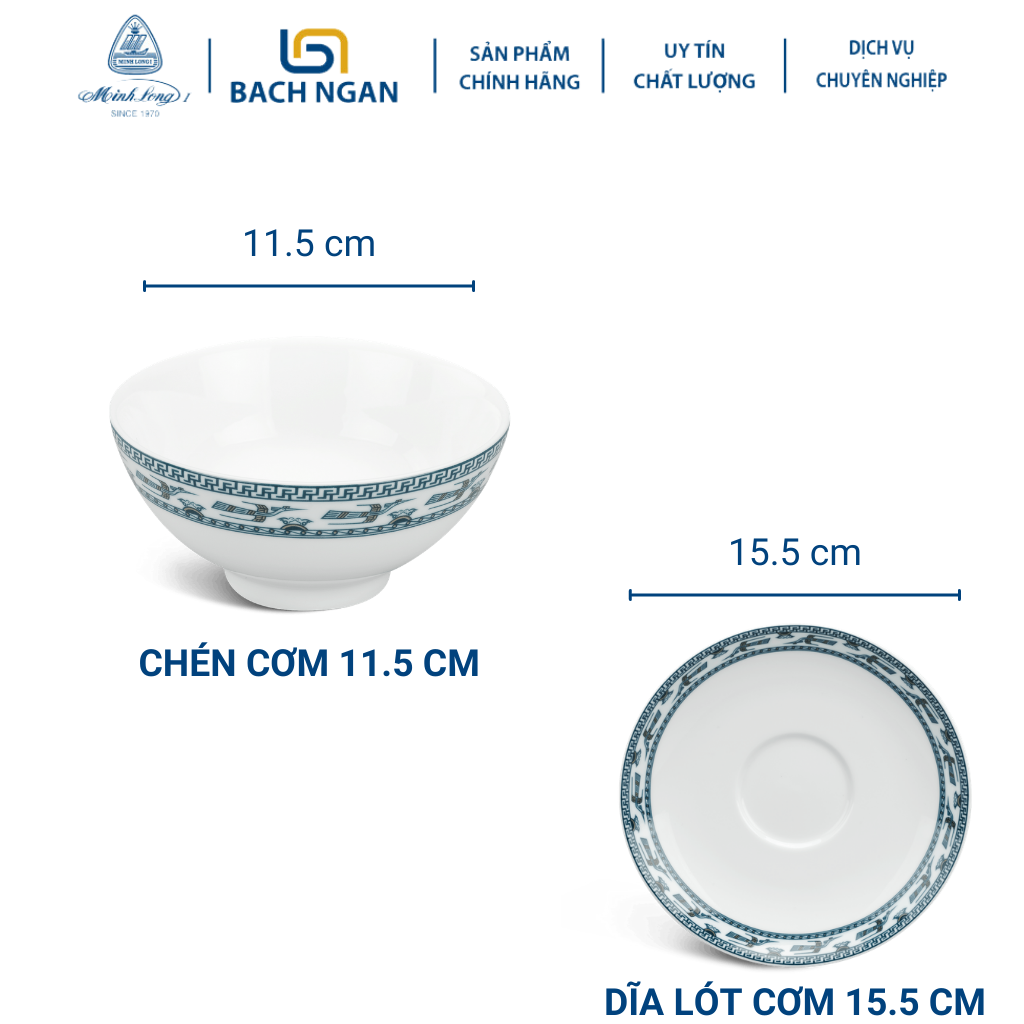 Bộ 10 Chén Cơm Minh Long Jasmine chim lạc  hàng đẹp cao cấp dùng trong gia đình, đãi khách, tặng quà tân gia