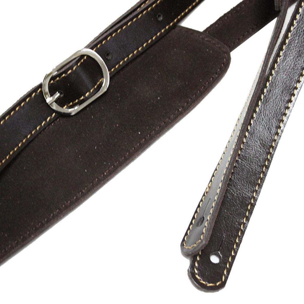 Guitar Belt Shoulder Pad Leather Ends Strap for Electric Acoustic Guitar