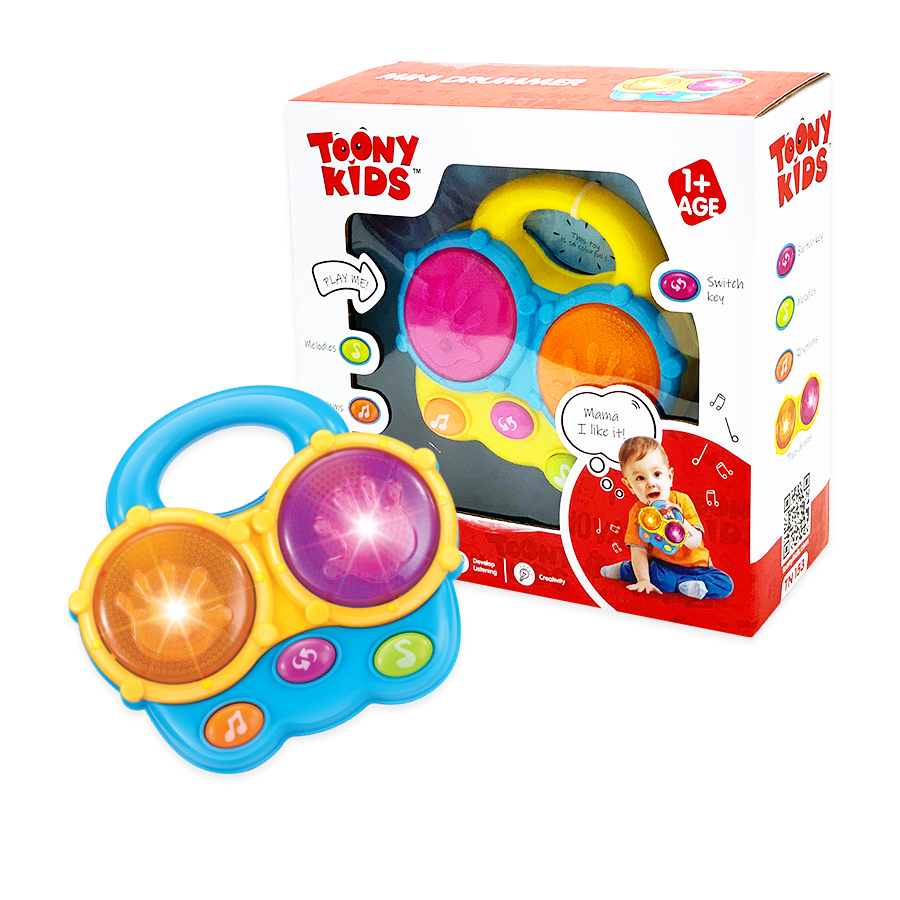 Đồ Chơi Tay Cầm Âm Nhạc 2 TOONYKIDS - Đồ Chơi Thông Minh Cho Bé - MINI DRUMMER TN153