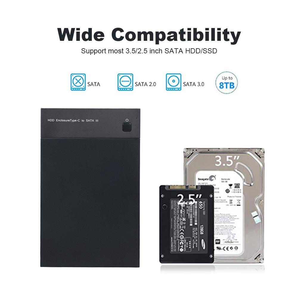 Vỏ ổ cứng HDD USB3.1 Type-C SSD 2,5 / 3,5 inch Thay thế cho TV / Máy tính / PS4