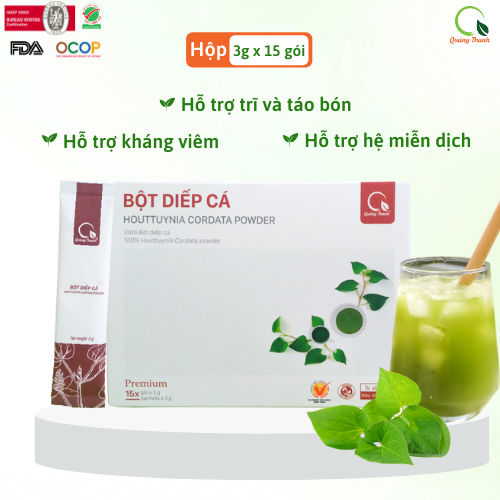 Hộp Bột Diếp Cá Quảng Thanh gói nhỏ 15x3g - Thanh nhiệt, giải độc, cầm máu