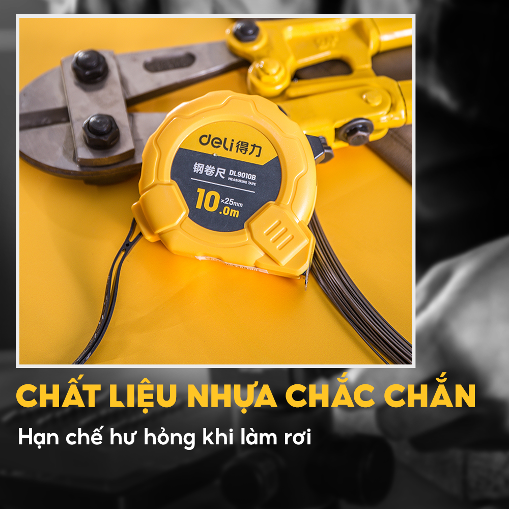 Thước cuộn thép cao cấp 10mx25m Deli DL9010B