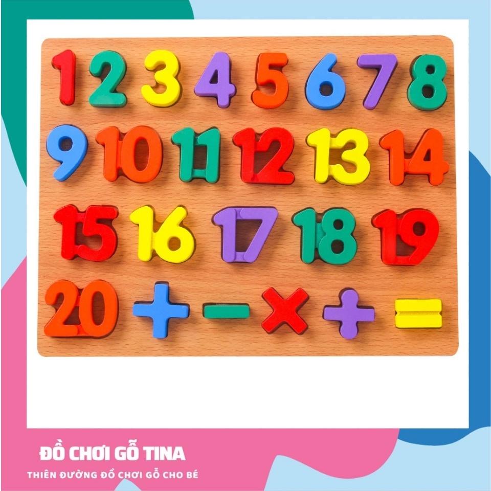 Đồ chơi gỗ bảng học bảng chữ số cho bé in Hoa Gỗ nổi, đồ chơi gỗ montessori giáo dục sớm cho bé