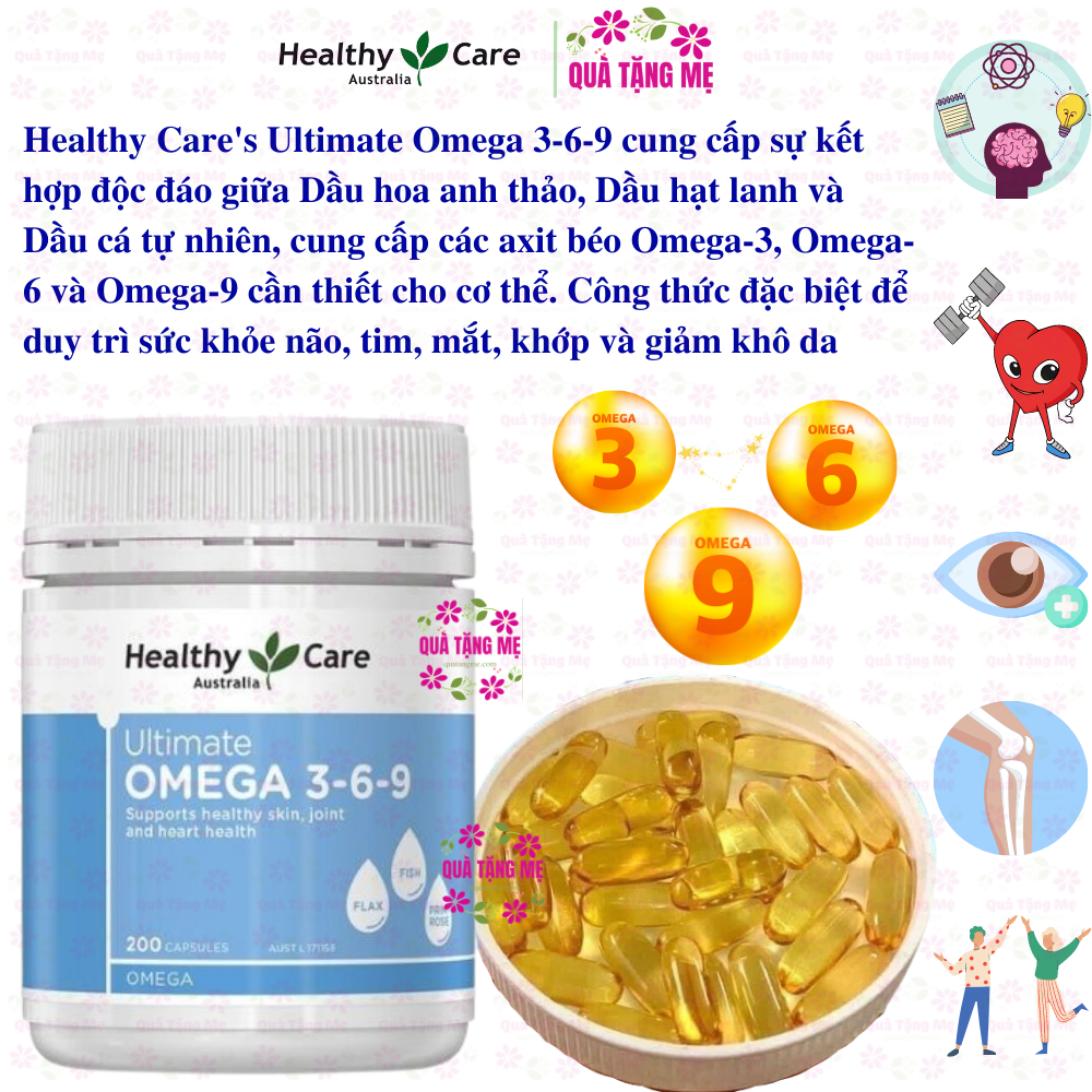 Omega 3-6-9 Úc Healthy Care Ultimate 1000mg Tạo sức khỏe cho tim, não, khớp, mắt và cải thiện da khô - QuaTangMe Extaste