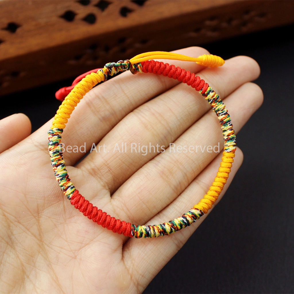 Vòng Tay Dây Ngũ Sắc Thắt Chỉ Màu Tibet Handmade (Dây Đỏ, Ngũ Sắc, Vàng Cam), Vòng Tay Phong Thuỷ - Bead Art