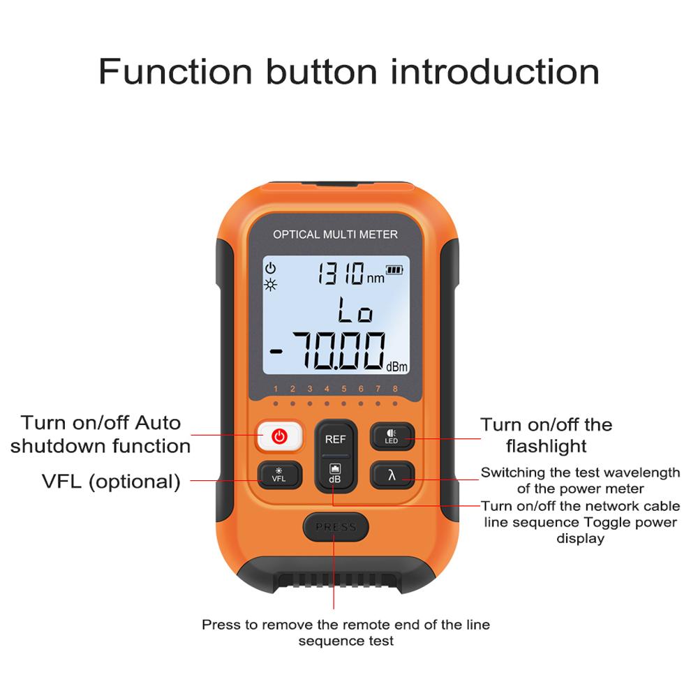 Portable Lightweight 3 in 1 Optical Power Meter High Accurancy Network Tester Digital Display Optical Fiber Tester with LED Light
