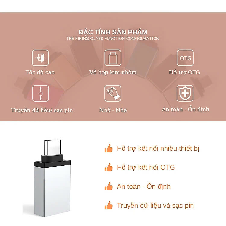 Đầu Chuyển OTG Từ Cổng Type C Sang Cổng USB - Hàng Chính Hãng - Giao Màu Ngẫu Nhiên