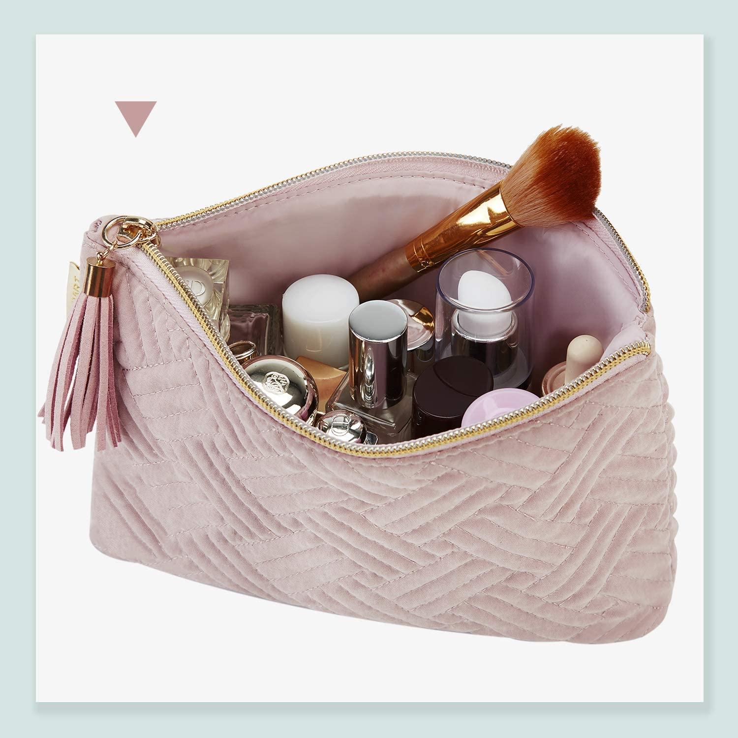 Túi mỹ phẩm dành cho phụ nữ 2 miếng túi trang điểm di động Túi tổ chức đa chức năng Túi du lịch mini cho bàn chải trang điểm, đóng gói son