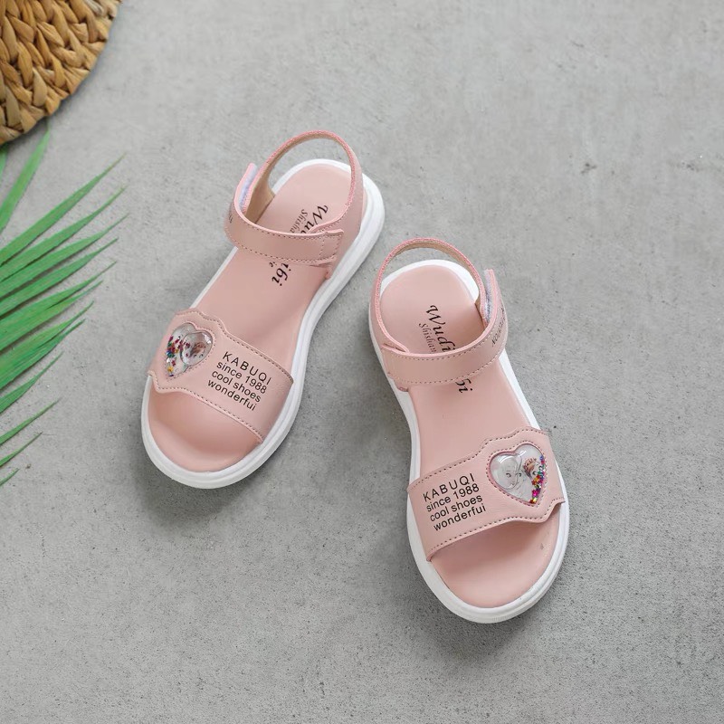 Sandal bé gái 3 - 12 tuổi quai ngang họa tiết Elsa Anna da mềm quai hậu thời trang phong cách Hàn Quốc SG56