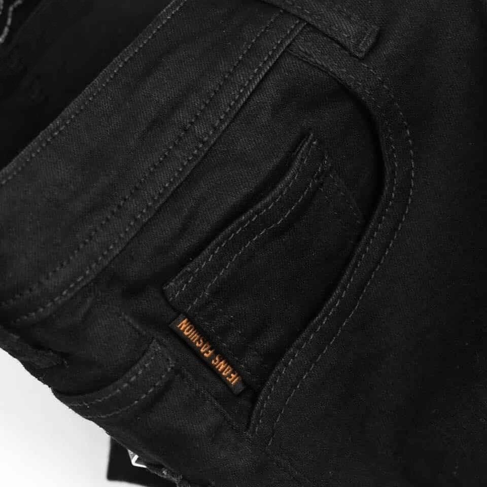 Quần jean nam đen trơn & rách vải jeans bò cotton duck cao cấp mềm mịn, co dãn - form slim fit