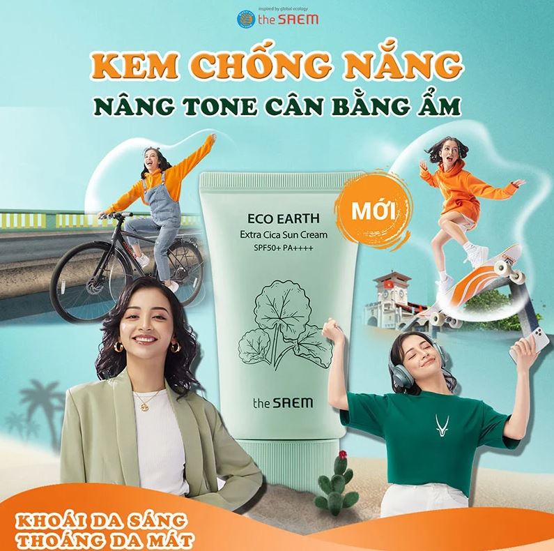 Kem chống nắng nâng tông sáng hồng tự nhiên Hàn Quốc The Saem Sun Cream SPF50+ PA