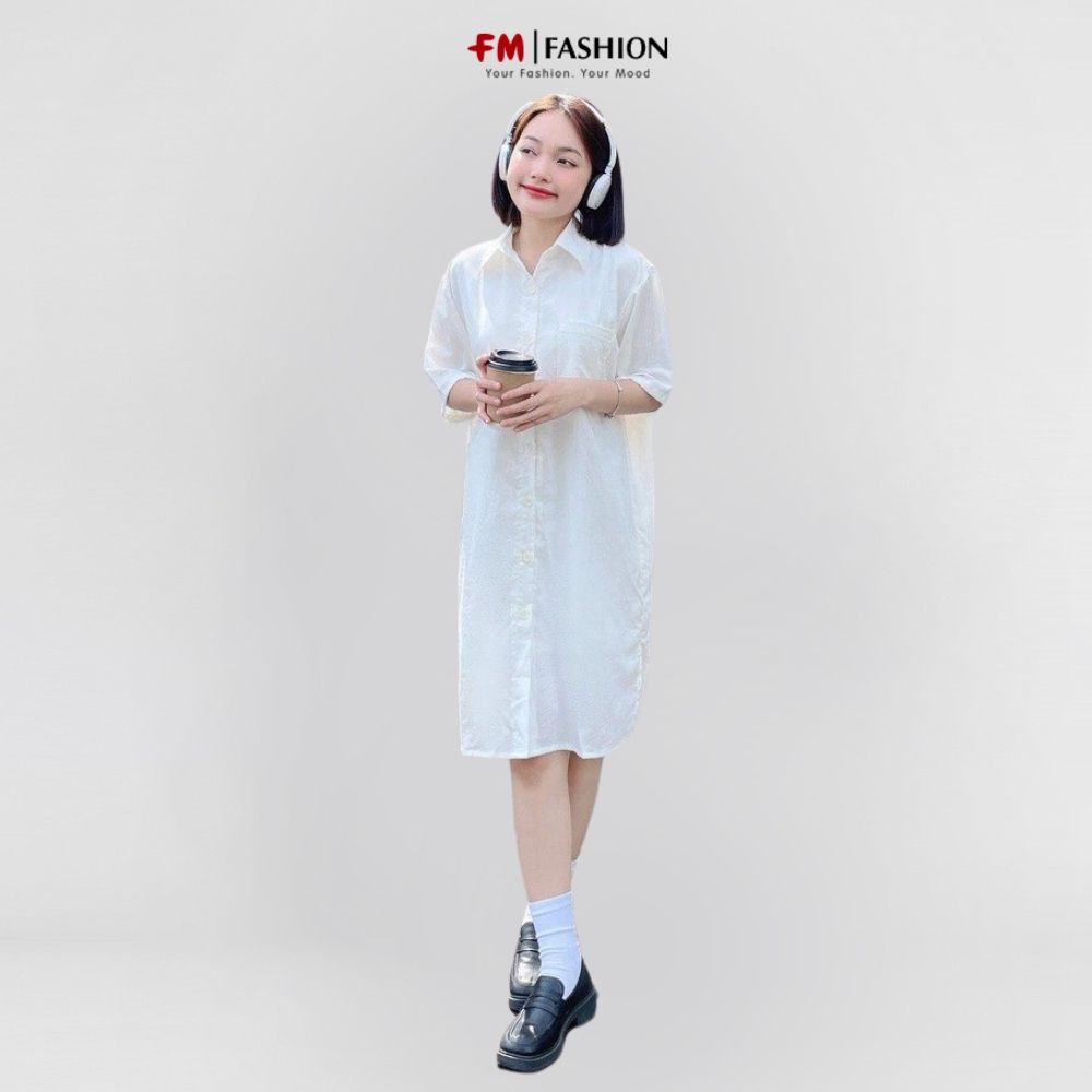 Váy sơ mi nữ FM Style dáng dài túi xẻ 2 bên kiểu dáng form rộng thời trang Hàn Quốc 208260052