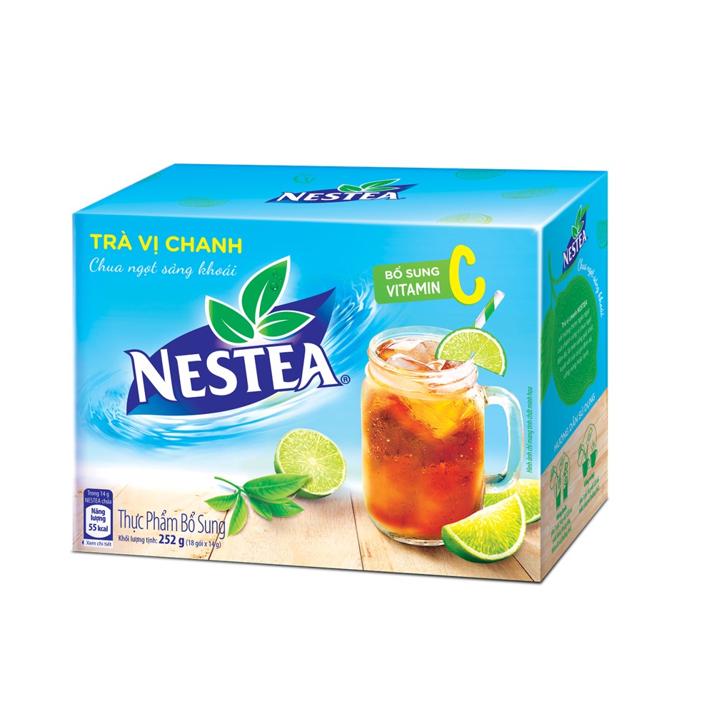 Combo 2 hộp trà chanh Nestea hộp 252g (18 gói x 14g) - [Tặng 1 ly thủy tinh]