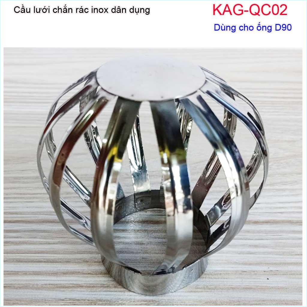 Cầu chắn rác thoát nước mưa D90 KAG-QC02 (ống 9cm),Cầu chặn rác sân thượng inox