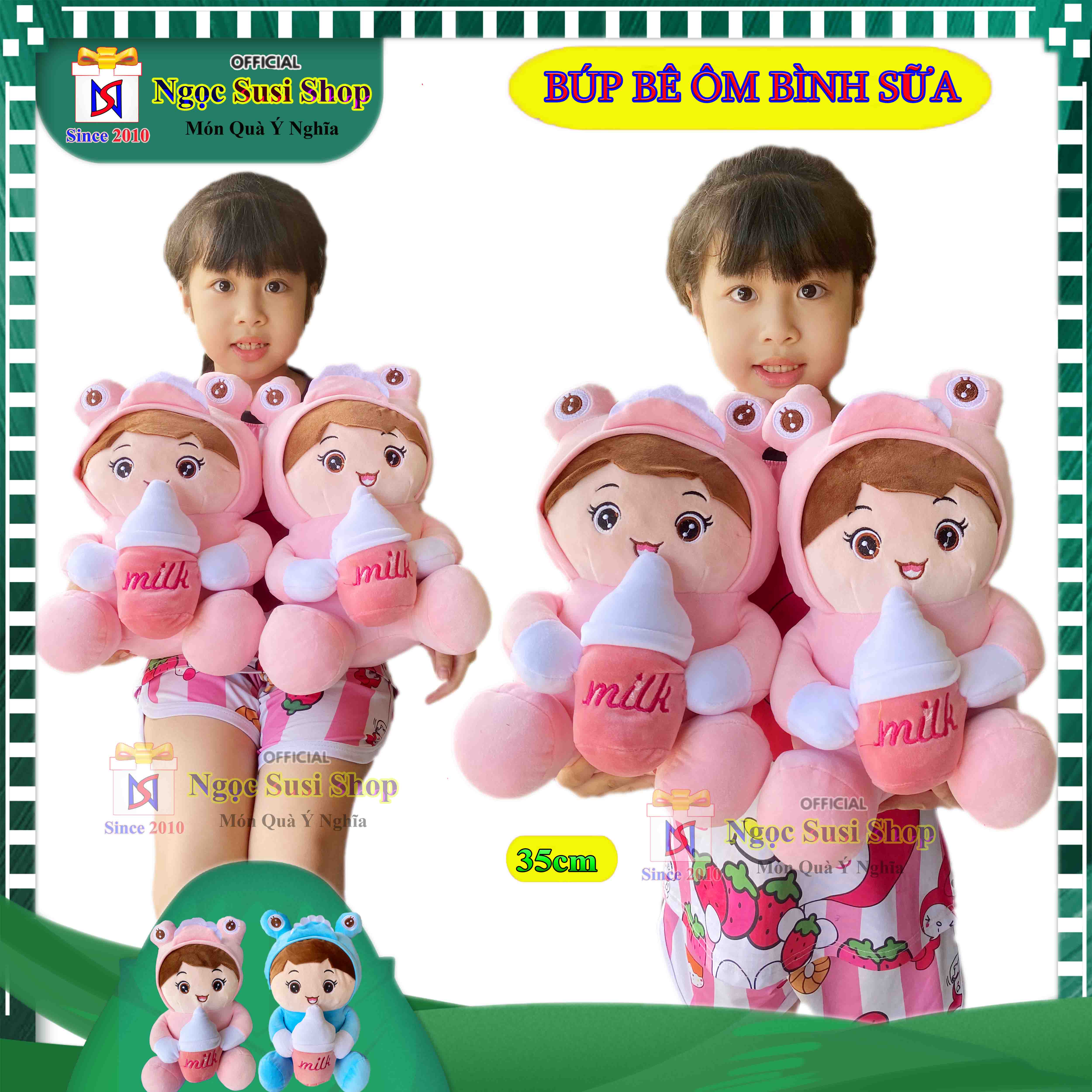 THÚ NHỒI BÔNG GỐI ÔM BÚP BÊ ÔM BÌNH SỮA SIÊU TO MỀM MỊN ÔM NGỦ - EM BÉ ẾCH ÔM BÌNH SỮA