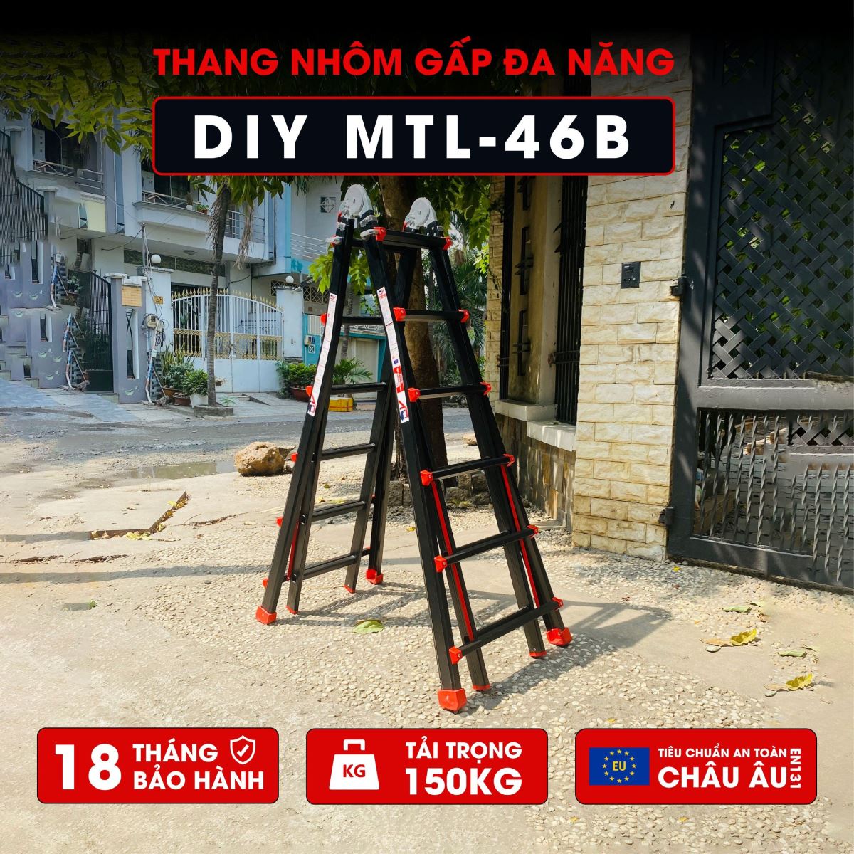 Hình ảnh Thang Nhôm Gấp Đa Năng DIY MTL-46B chiều cao sử dụng tối đa 3.01M chiều cao chữ I 6.24M