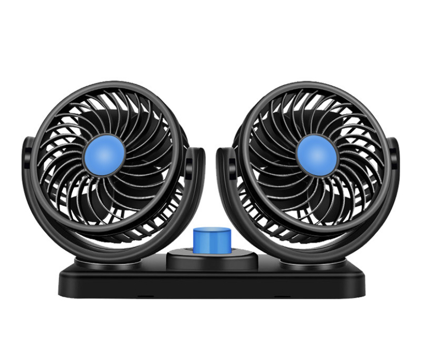 Quạt đôi mini xoay 360 độ hai đầu xe ô tô