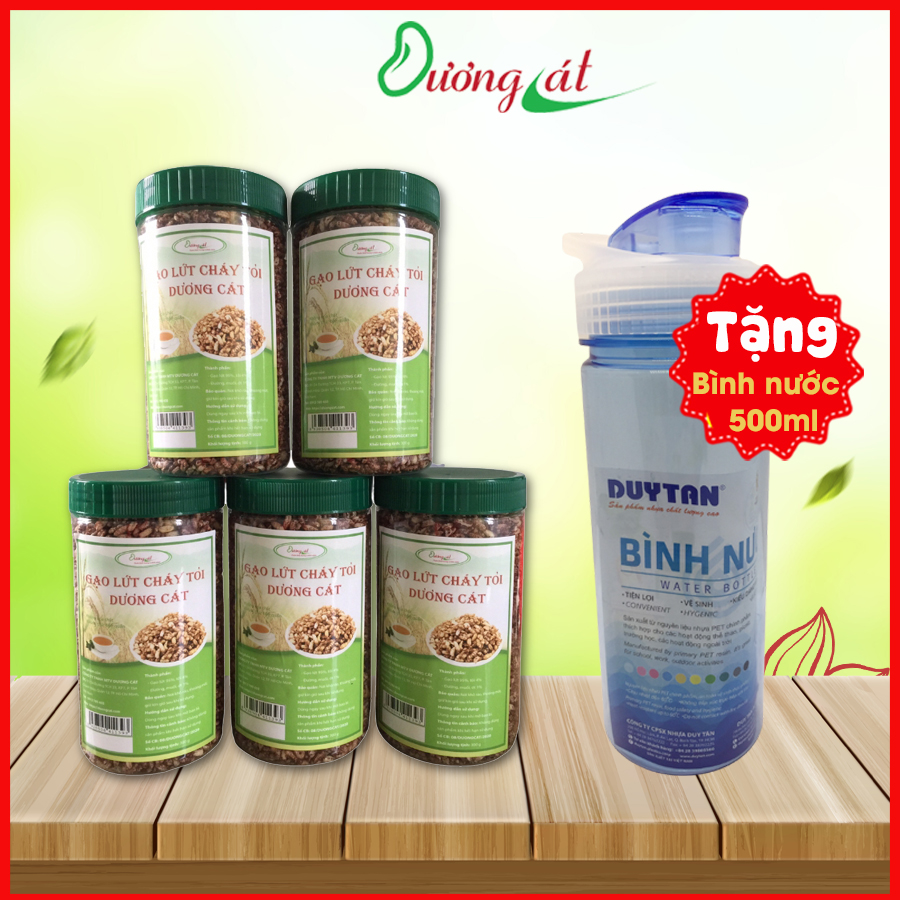 [Tặng Bình Nước Duy Tân 500ml] Combo 5 Gạo Lứt Cháy Tỏi Dương Cát 300g