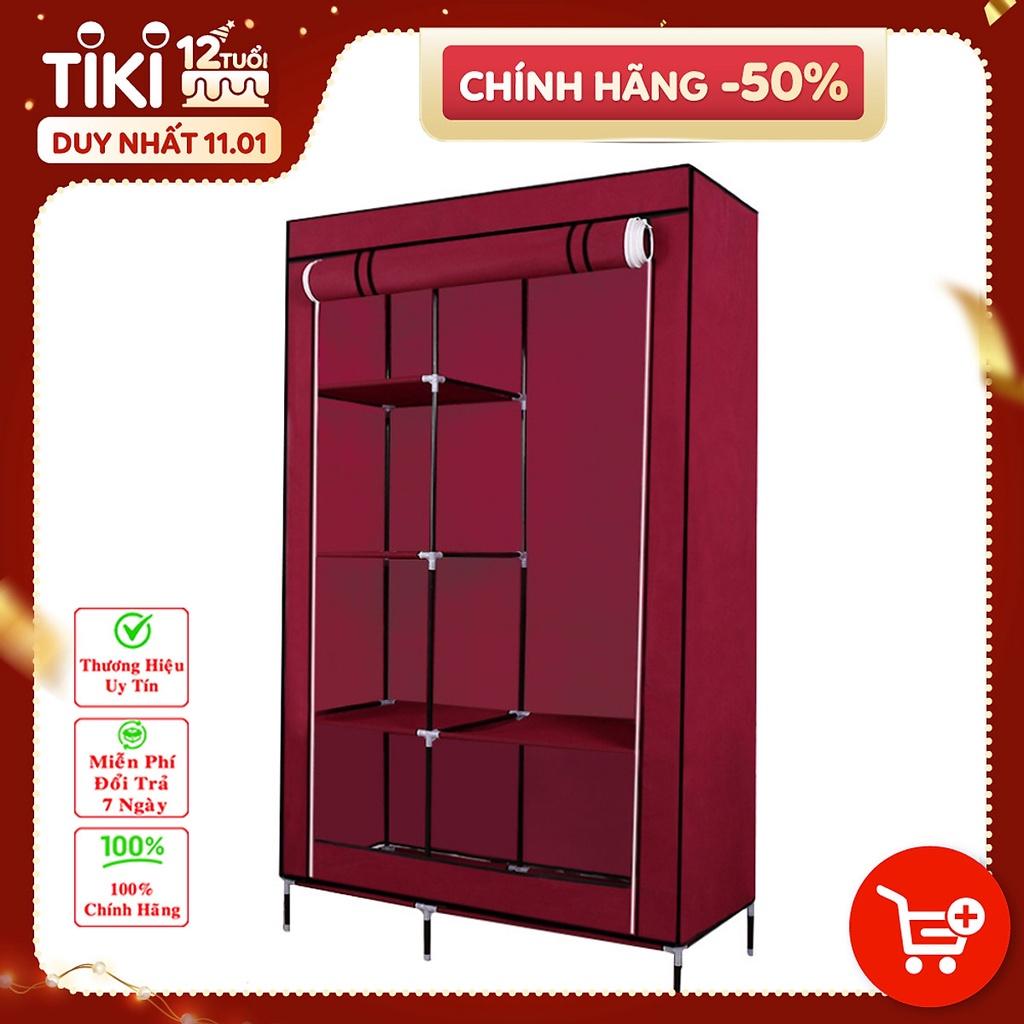 Tủ vải quần áo 2 buồng 6 ngăn Thăng Long- Hà Nội, khung sắt sơn tĩnh điện - tủ vải 2 buồng 6 ngăn