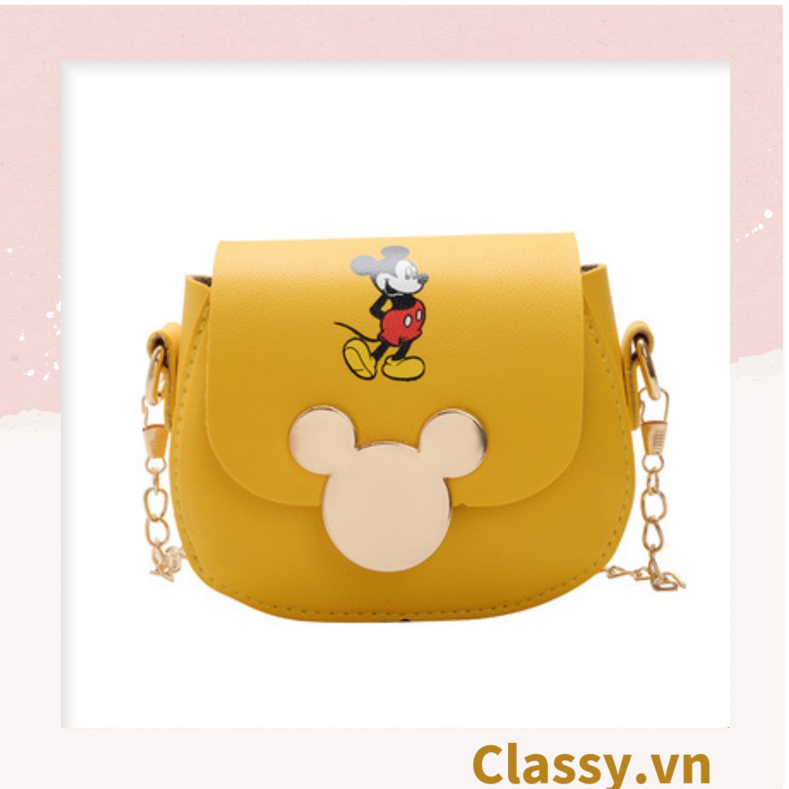 Túi xách đeo chéo da trơn khóa mickey siêu xinh, đủ màu T291