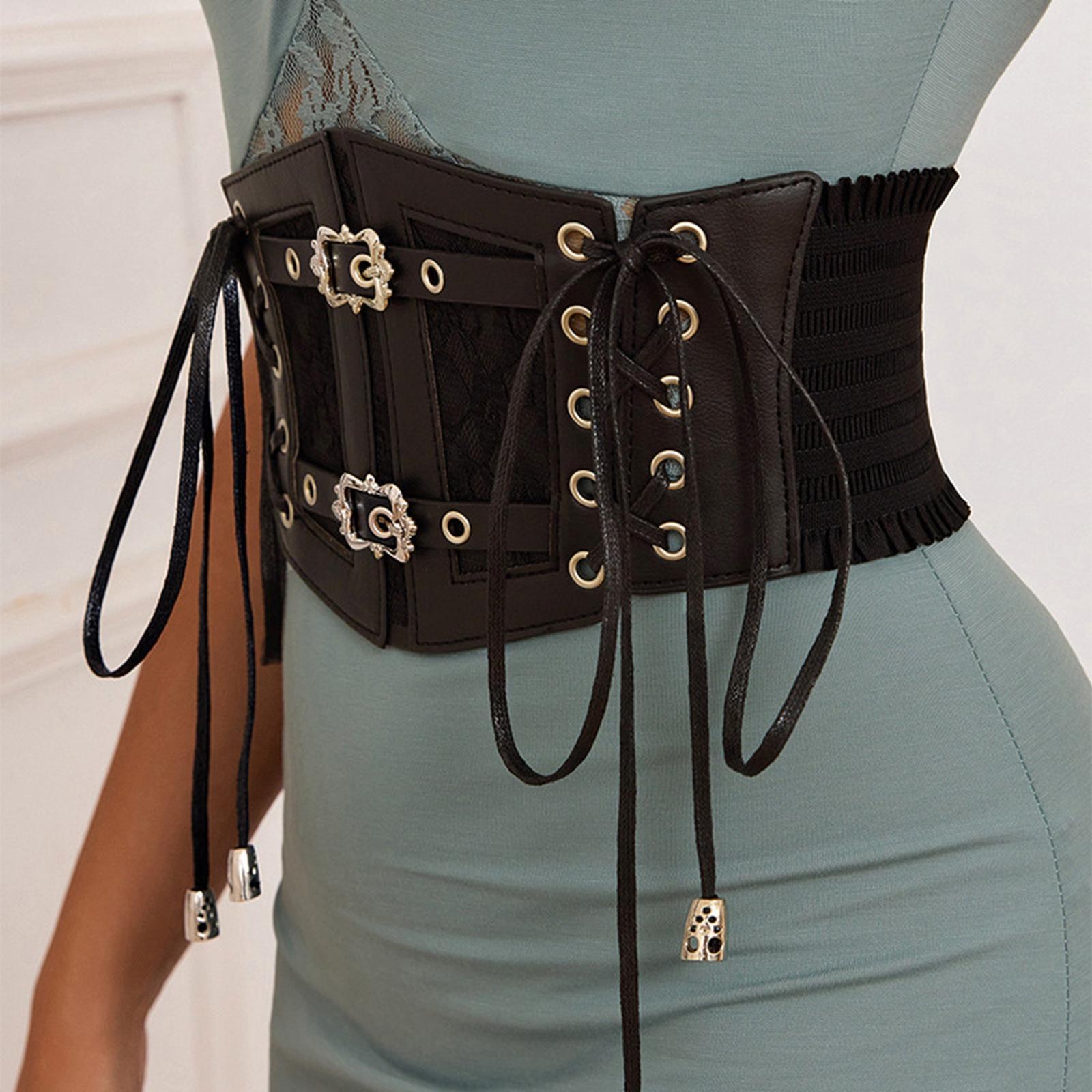 Women Lace up Tied Waist Belt, Wide Dress Belt Waistband Corset Belts for Club Dresses Dancing Custume Cosplay