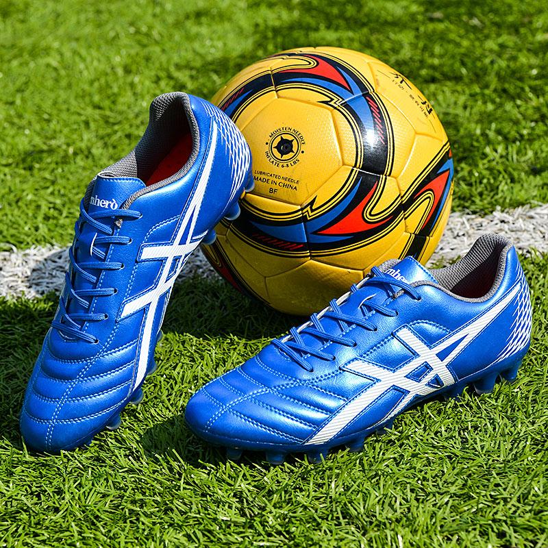 LCRTZKG 2023 Giày da mới màu xanh Unisex Futsal Giày bóng đá nam thoáng khí Giày thể thao nữ chống trượt