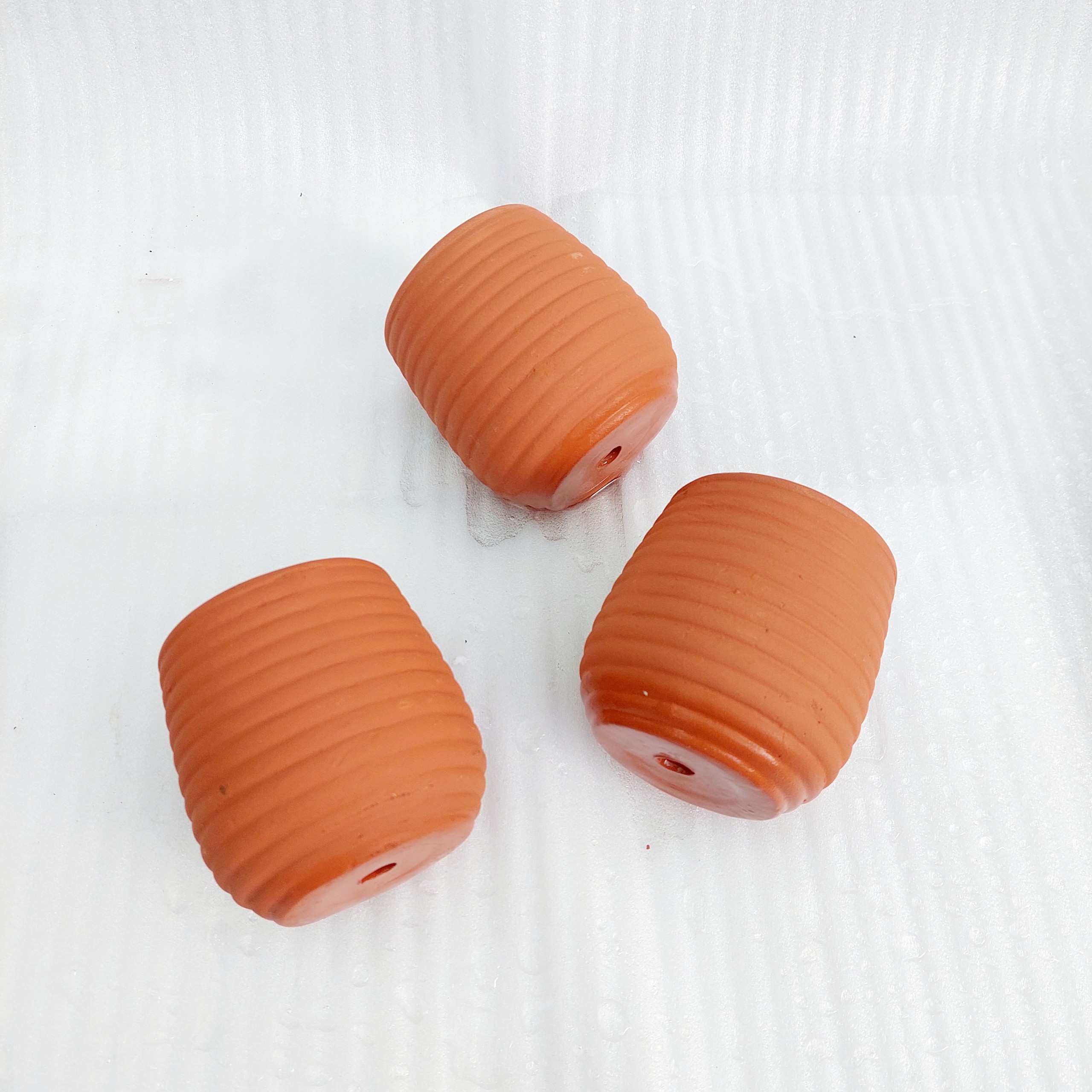 Chậu đất nung - Sọc ngang nhỏ, miệng chậu 7.5cm, chiều cao 9cm