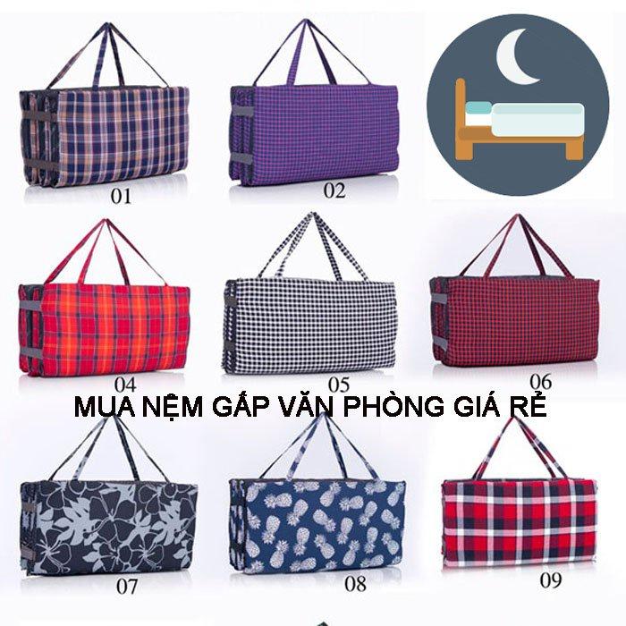 Nệm Ngủ Văn Phòng Gấp Gọn Mẫu KẺ VÀNG( Nhiều Màu Giao Ngẫu Nhiên)-Nệm Du Lịch,Cắm Trại Tiện Lợi Size 60x1m8.evily1990