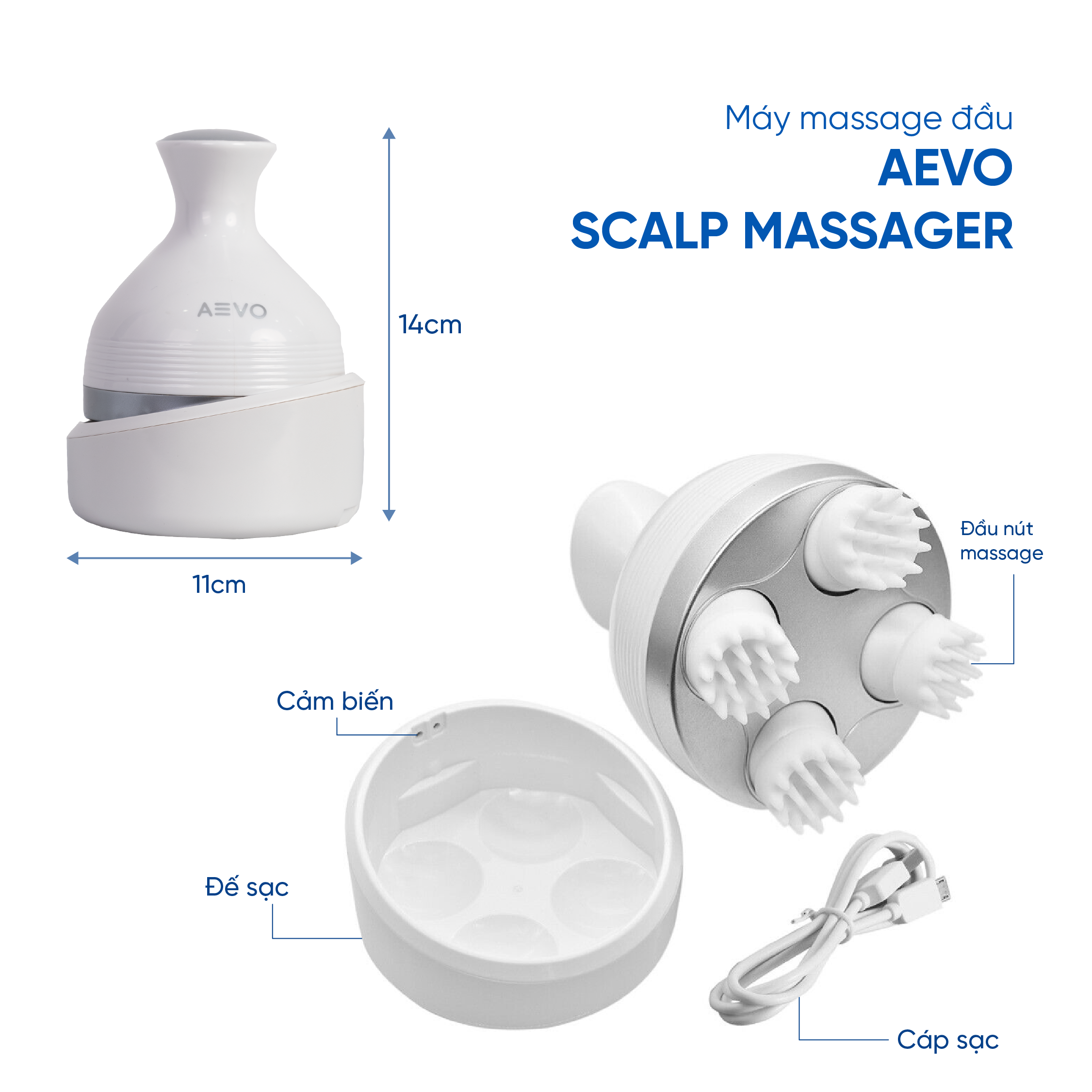 Máy Massage Đầu Cổ Vai Gáy AEVO Scalp Massager - Máy Mat Xa Chính Hãng - Matxa Đầu Giải Toả Căng Thẳng, Mệt Mỏi