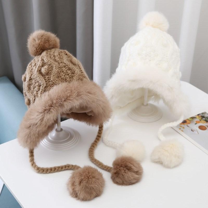 Mùa Đông Ấm Áp Cho Bé Xinh Xắn Sang Trọng Tai Trẻ Em Bé Gái Bé Trai Bonnet Nón Màu Dày Trẻ Sơ Sinh Cho Bé Bò Nón Cho Bé đan Nón Lưỡi Trai Trẻ Em