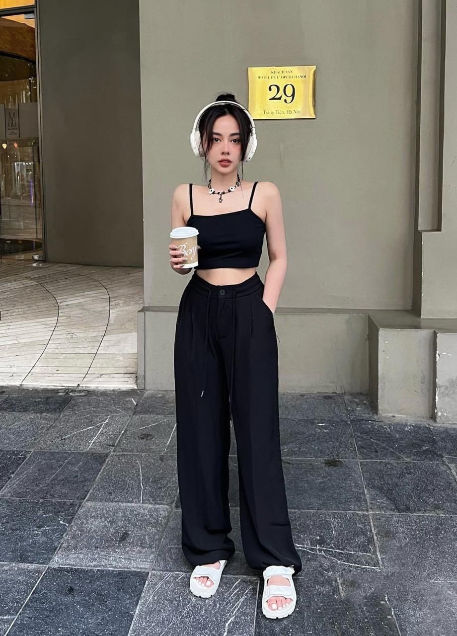 quần ống suông chun thun mẫu mới - M