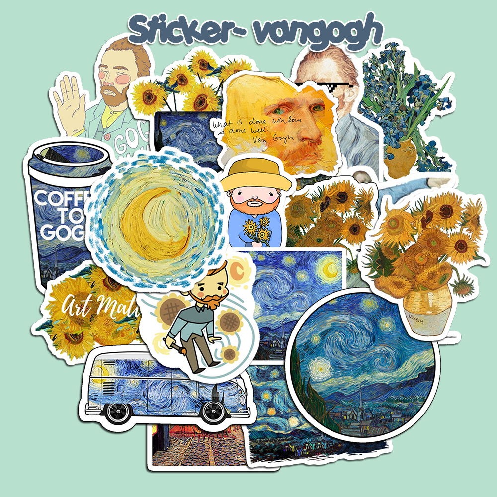 Sticker Vangogh Trang Trí Laptop Nón Bảo Hiểm Vali Đàn Xe Máy Xe Đạp