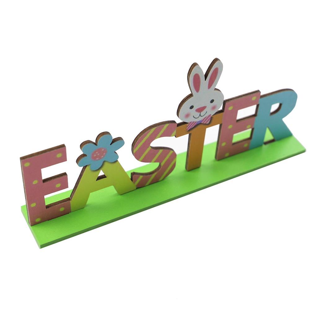 2 Sets Wood Ornaments Easter Decorations Cute Rabbit Handy Installation Letters Birthday Gifts Accessories DIY