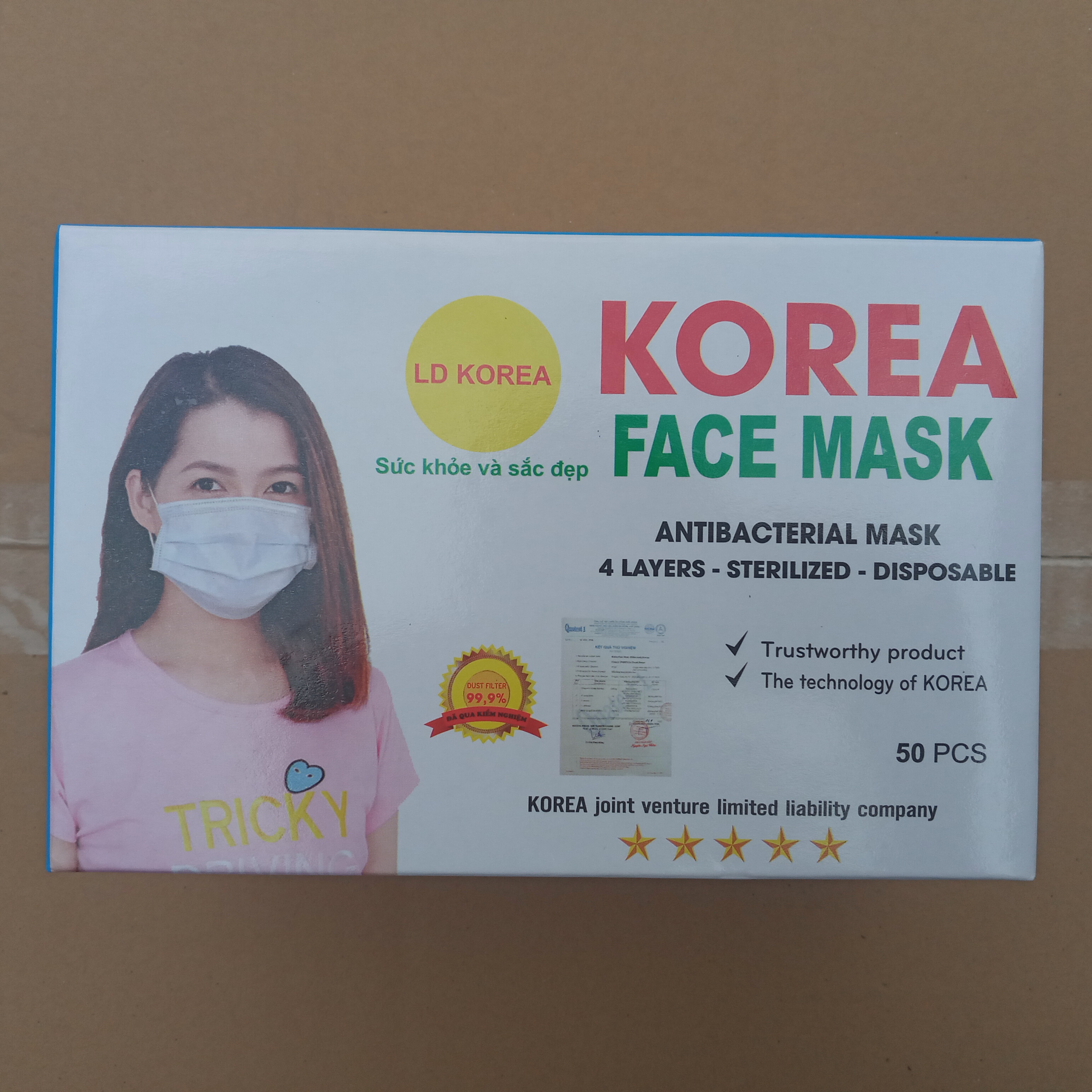 Combo 4 hộp khẩu trang y tế korea, bốn lớp (tương đương 200 chiếc)