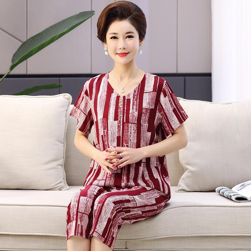 Đồ Bộ Trung Niên - Set Mặc Nhà Quần Lửng Nhiều Màu Hoạ Tiết Vải Lanh Sợi Tự Nhiên CLDT03