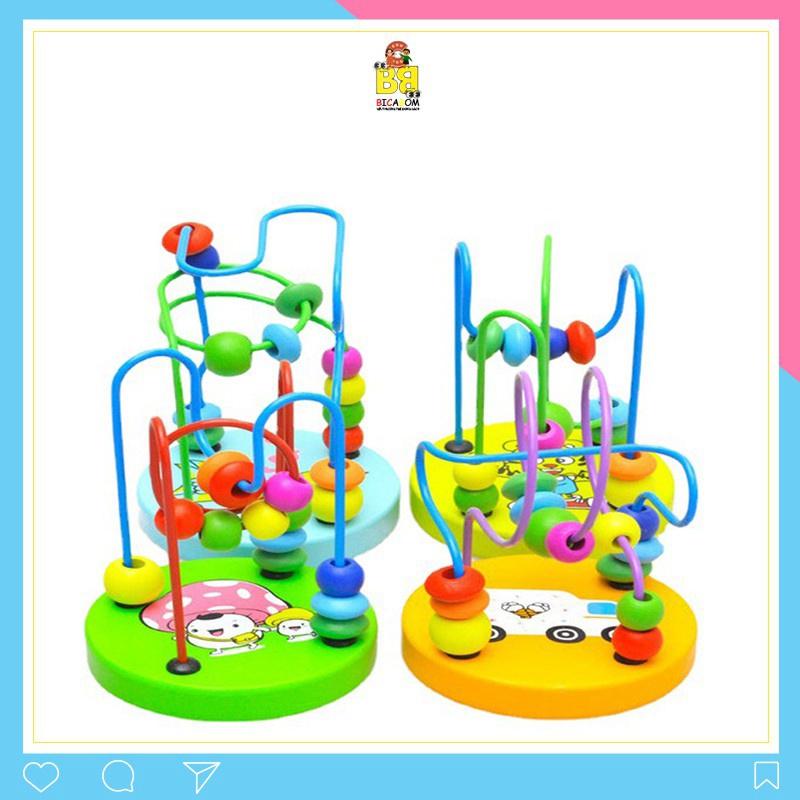 Đồ chơi giáo dục sớm cho bé luồn hạt gỗ rèn luyện kĩ năng khéo léo kiên nhẫn