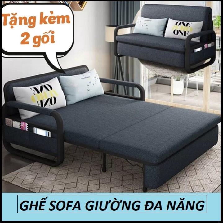 Giường Sofa Gấp Gọn Thành Ghế Sofa. Sofa Giường Đa Năng KT 1m28 x 1m9 Tặng Kèm 2 Gối