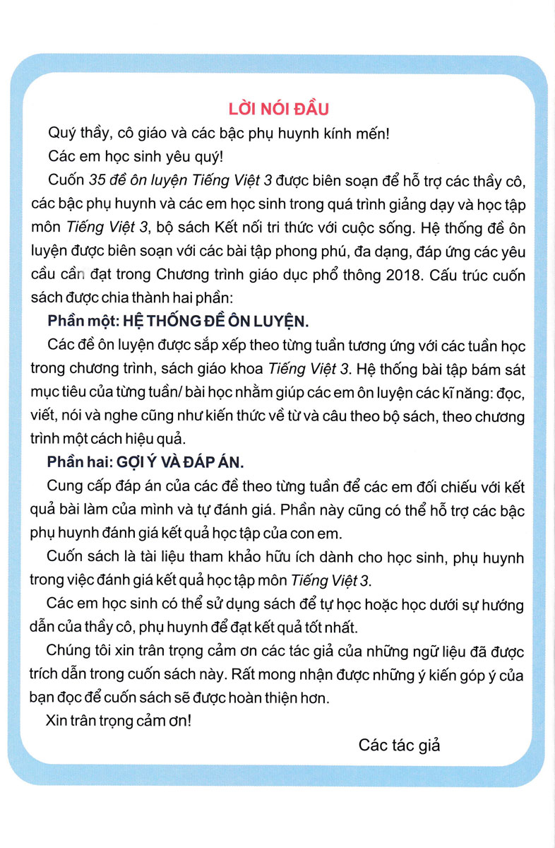 ND - 35 Đề Ôn Luyện Tiếng Việt 3 (Biên Soạn Theo Chương Trình GDPT Mới)