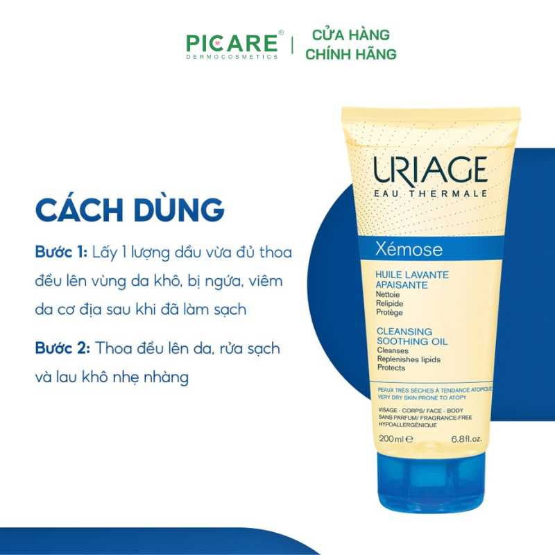 Sữa Tắm Dạng Gel-Oil Dành Cho Da Khô, Da Cơ Địa Uriage Xémose Huile Lavant Apaisante 200ml