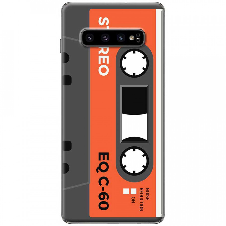 Ốp lưng dành cho Samsung Galaxy S10 Plus mẫu Cassette xám cam