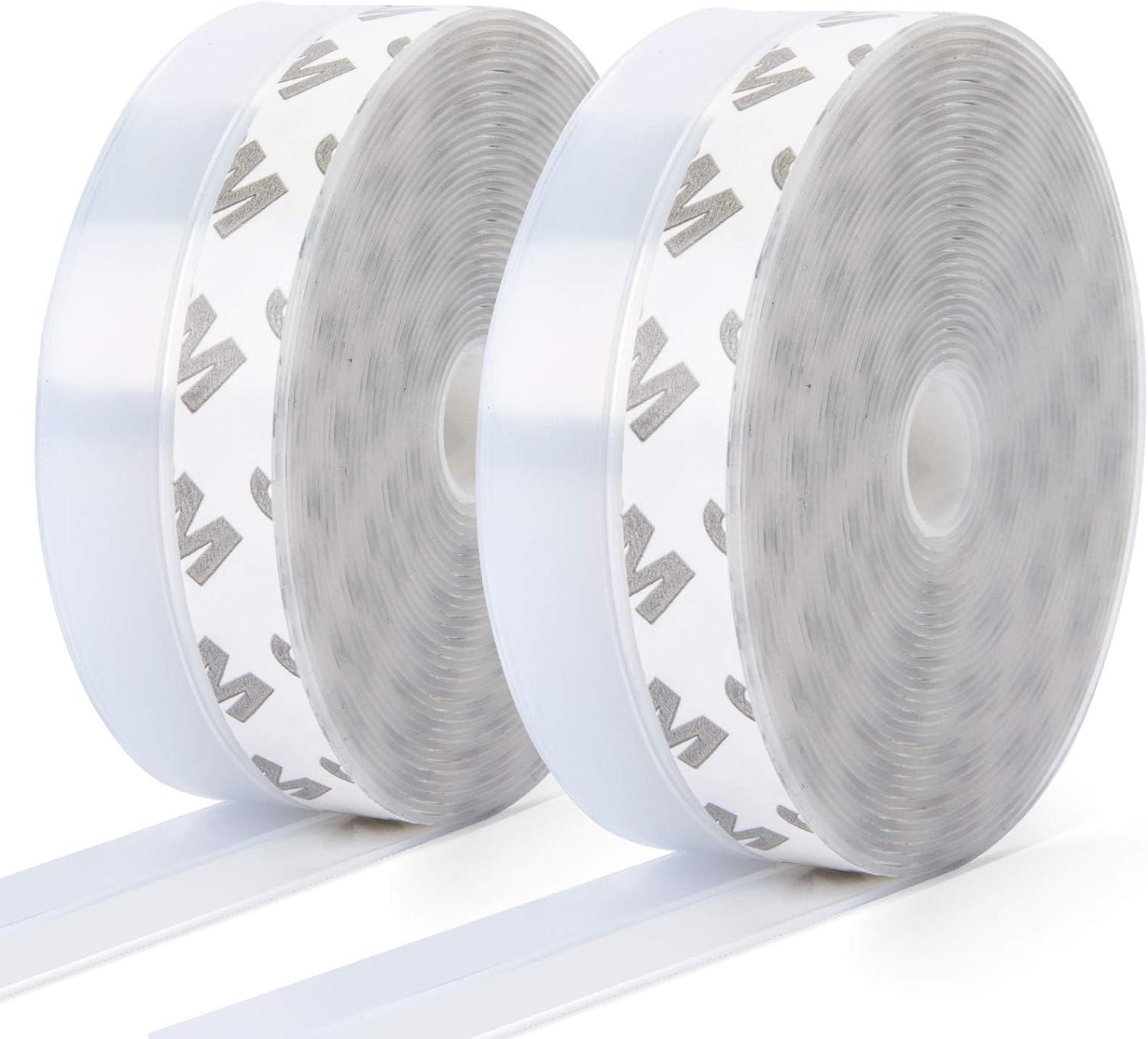 10m×25mm 2 gói Dải bịt kín bằng silicon, Miếng đệm cửa và cửa sổ tự dính, Miếng đệm đáy cửa trong suốt để chống bụi, chống thời tiết, hấp thụ âm thanh - 10m