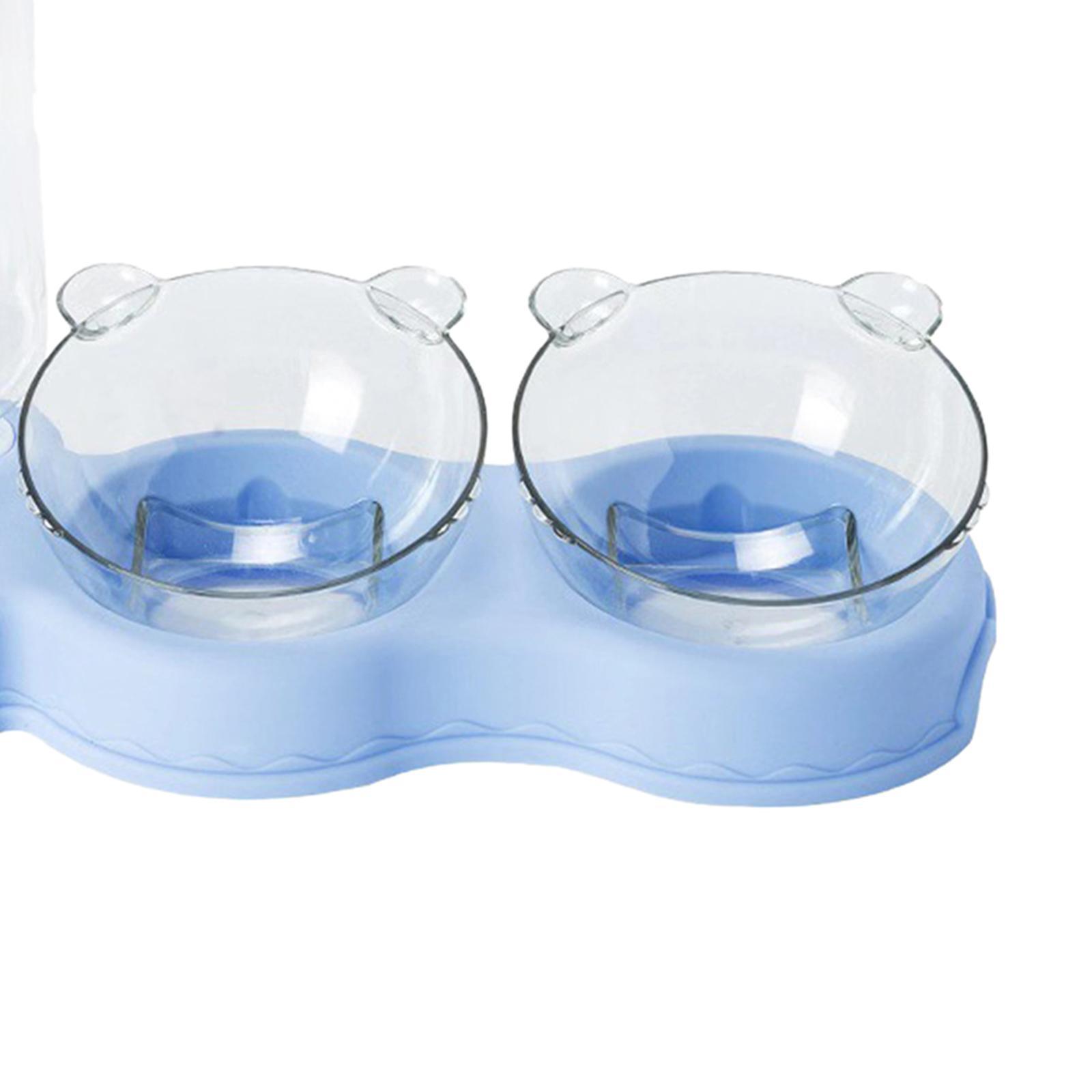 Double Bowl  Feeder Auto Removable for Pet Watering Bowl Dispenser Blue