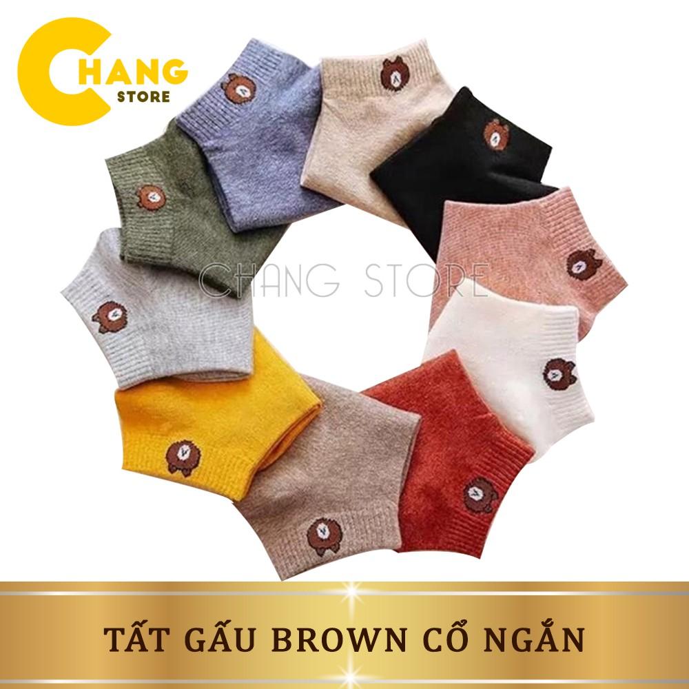 Combo 5 Đôi Tất Gấu Cổ Ngắn Nam/Nữ Vớ Tất Cổ Thấp Brown Phong Cách Vintage Hàn Quốc Siêu Cute