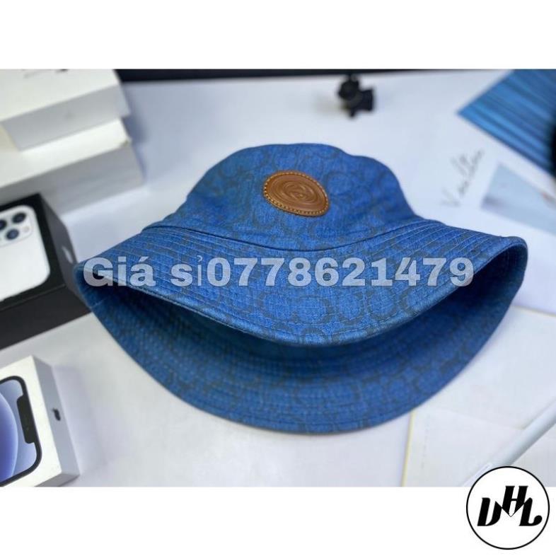 Mũ bo jean bucket in logo da thời trang