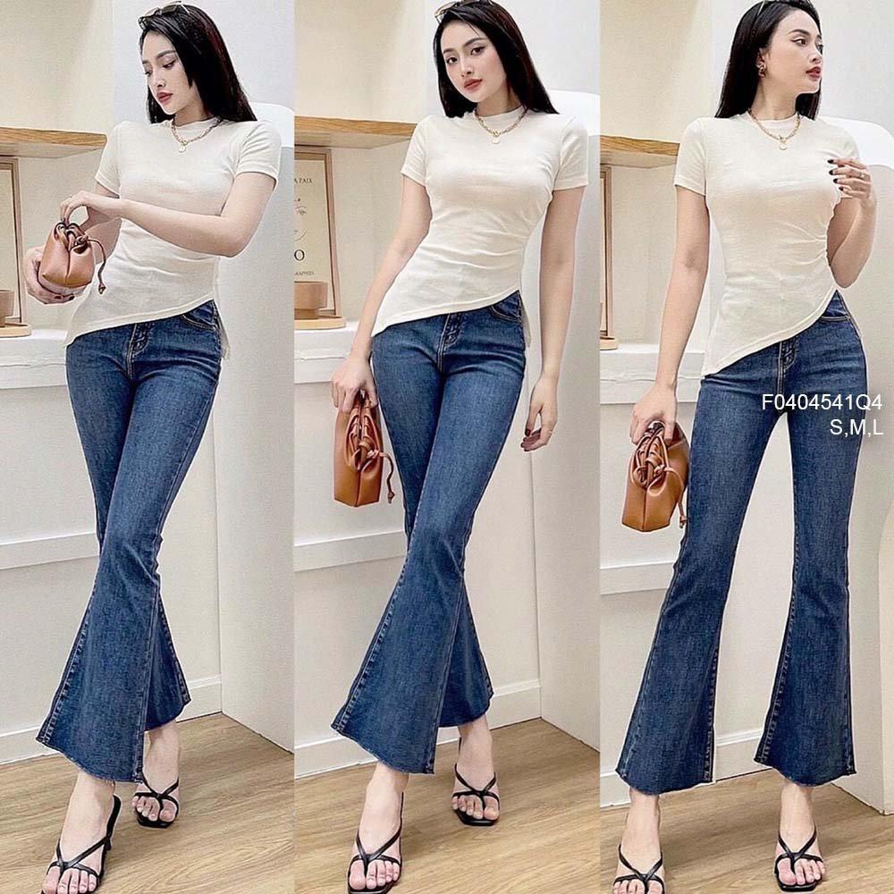 Quần jean dài ống loe lưng cao